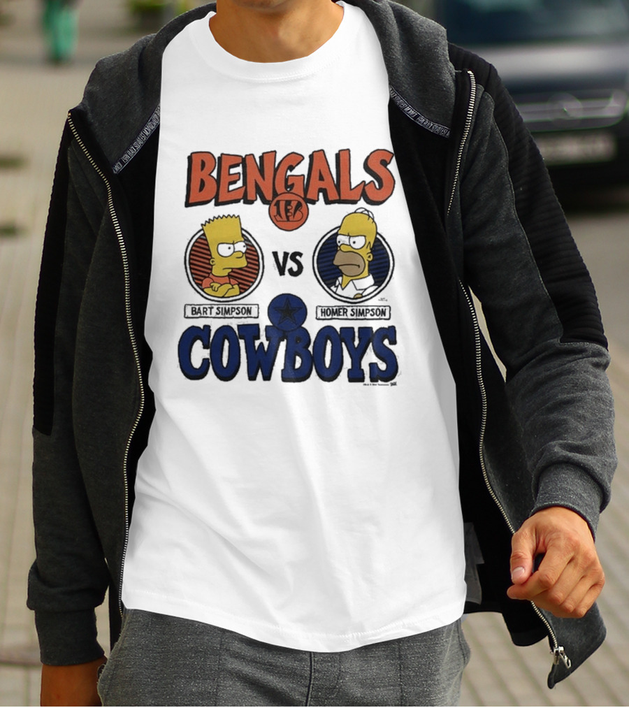 Bengals Vs Cowboys Bart Simpson Homer Simpson T-Shirt