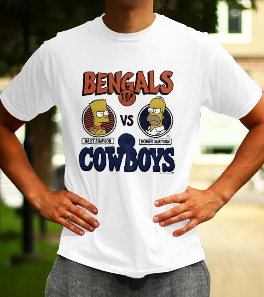 Bengals Vs Cowboys Bart Simpson Homer Simpson T-Shirt