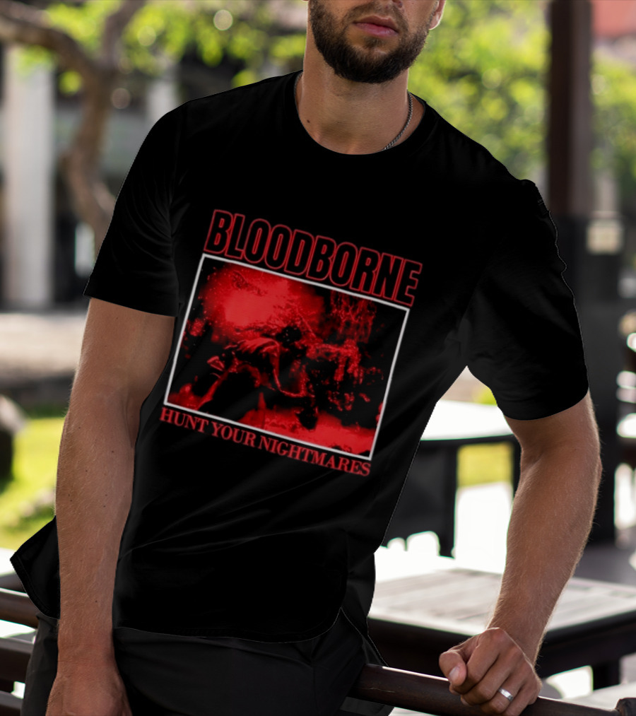 Bloodborne Hunt Your Nightmares Red Hunter Gamers Merch Fan T-Shirt