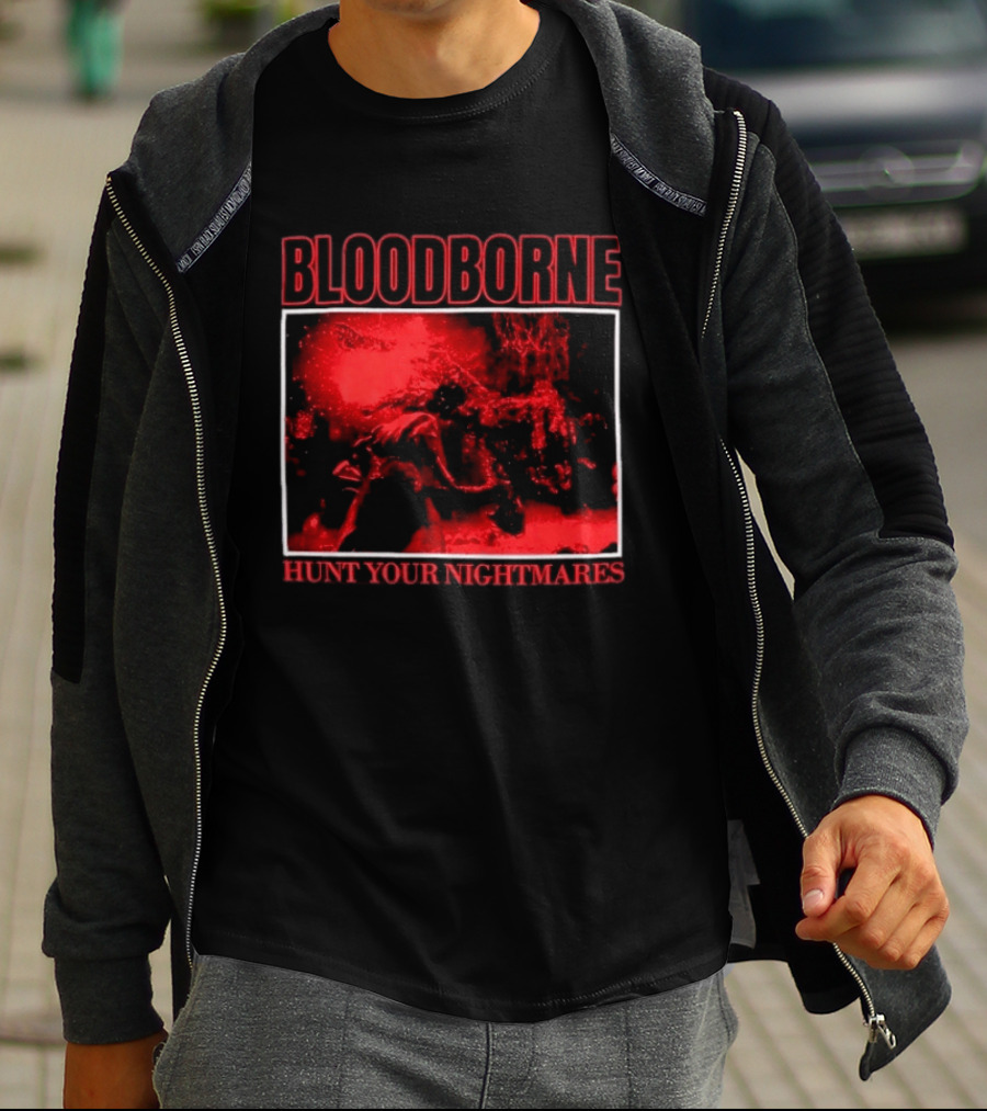 Bloodborne Hunt Your Nightmares Red Hunter Gamers Merch Fan T-Shirt