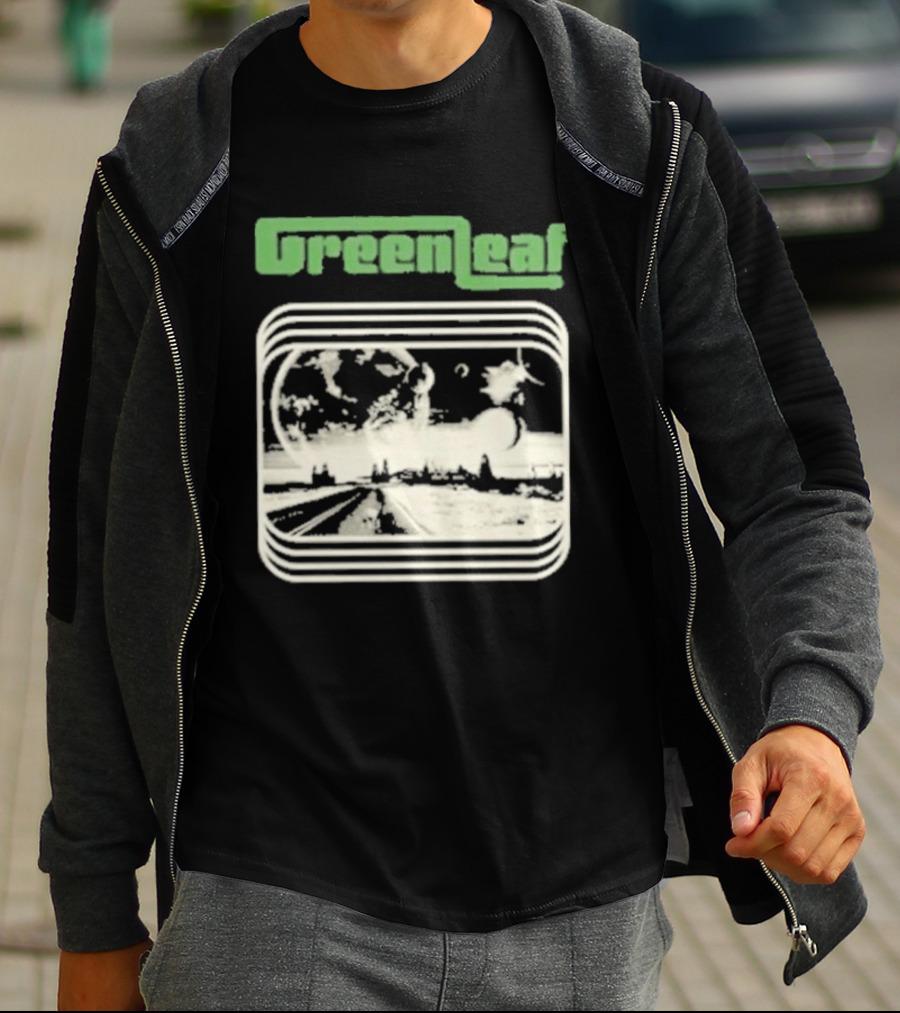 Greenleaf Black Space Scenic Globe With Railway Tracks T-Shirt