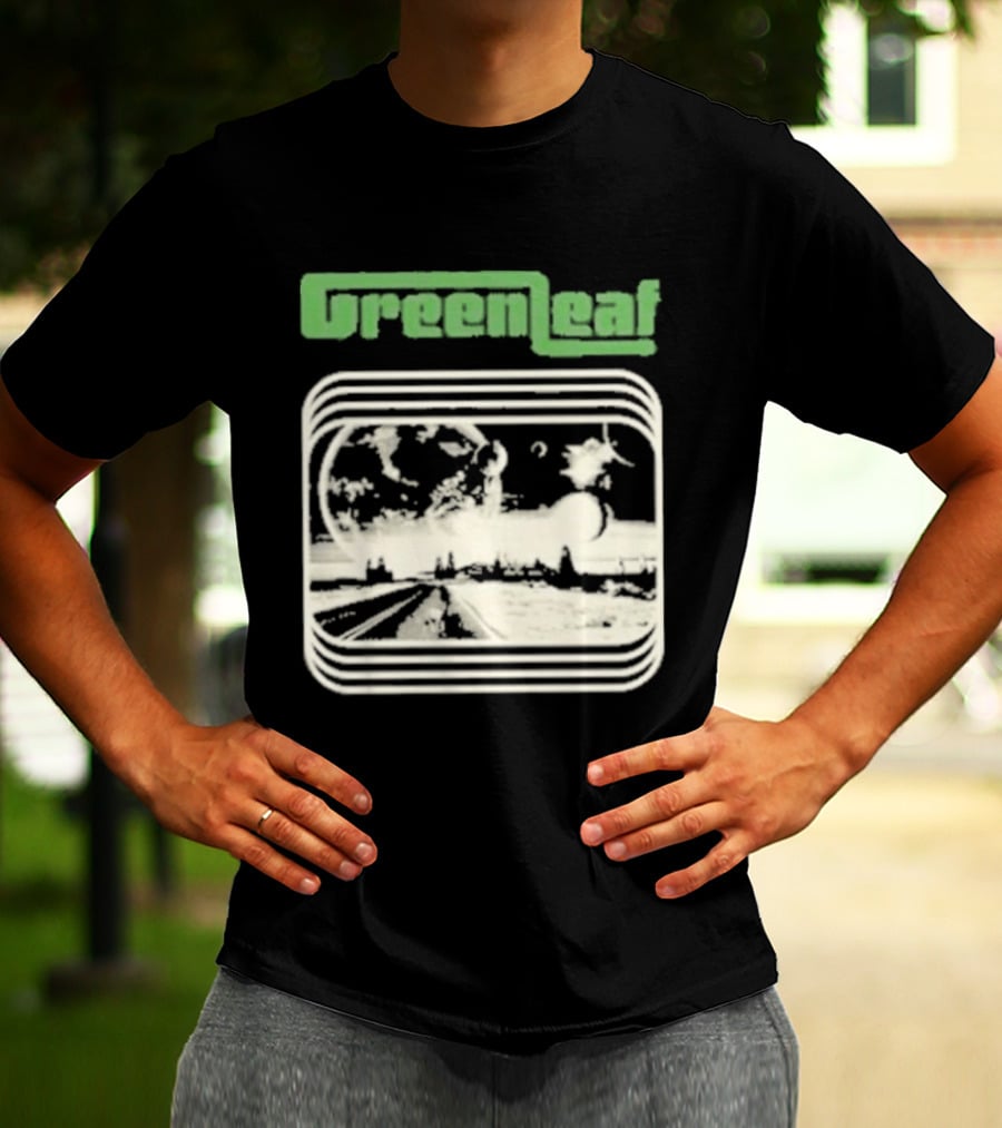 Greenleaf Black Space Scenic Globe With Railway Tracks T-Shirt