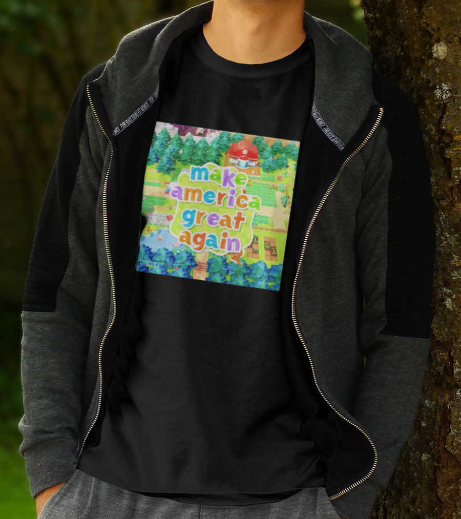 Make America Great Again Colorful Forest Game Inspired Scenery White House Pokopia Generator T-Shirt