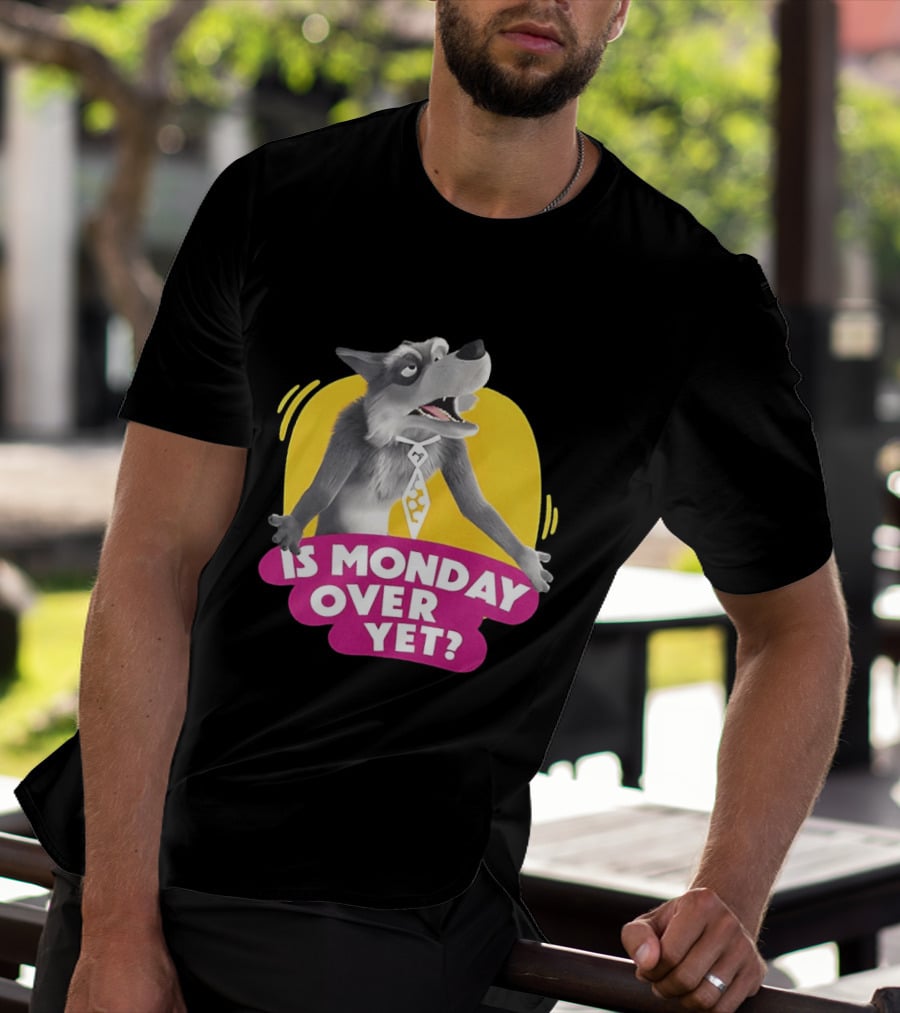 Masha And The Bear Wolf Character Asking Is Monday Over Yet T-Shirt