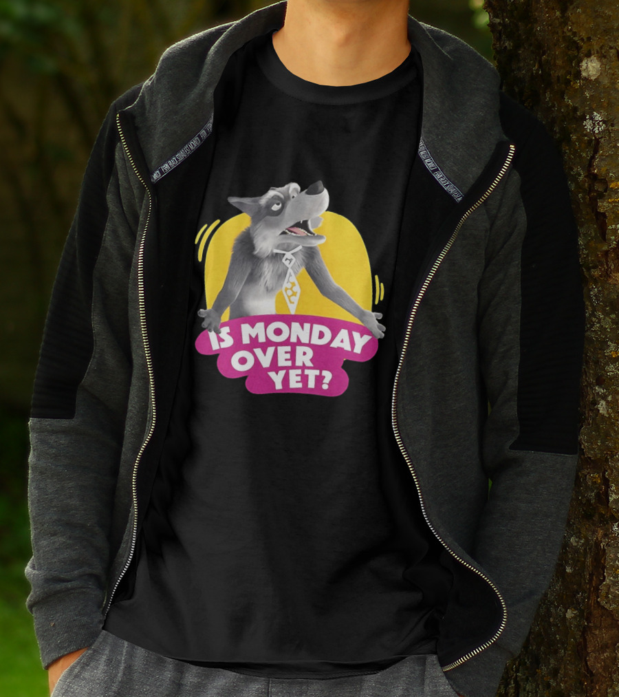 Masha And The Bear Wolf Character Asking Is Monday Over Yet T-Shirt