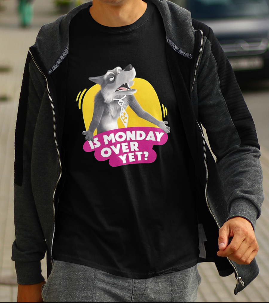 Masha And The Bear Wolf Character Asking Is Monday Over Yet T-Shirt