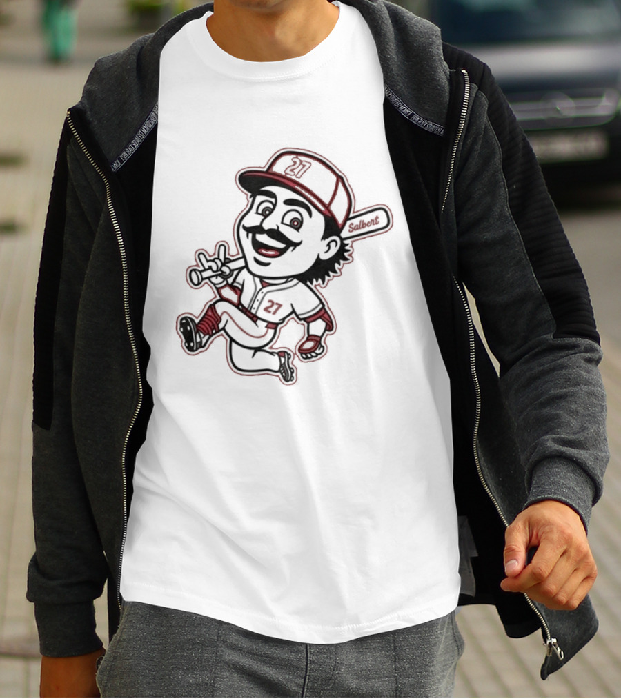 Sal Stewart Baseball Mascot Character With Bat And Mustache T-Shirt
