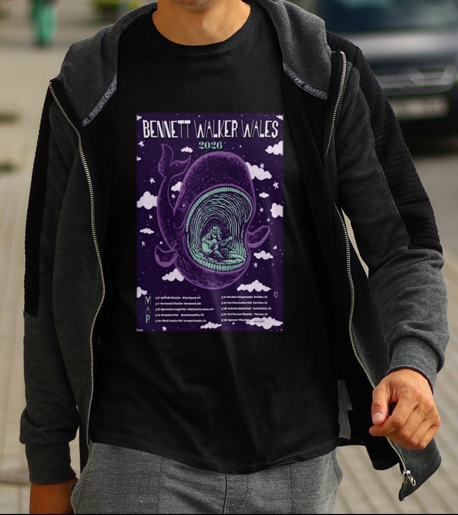 Bennett Walker Wales 2026 Whale Tour March Dates USA T-Shirt