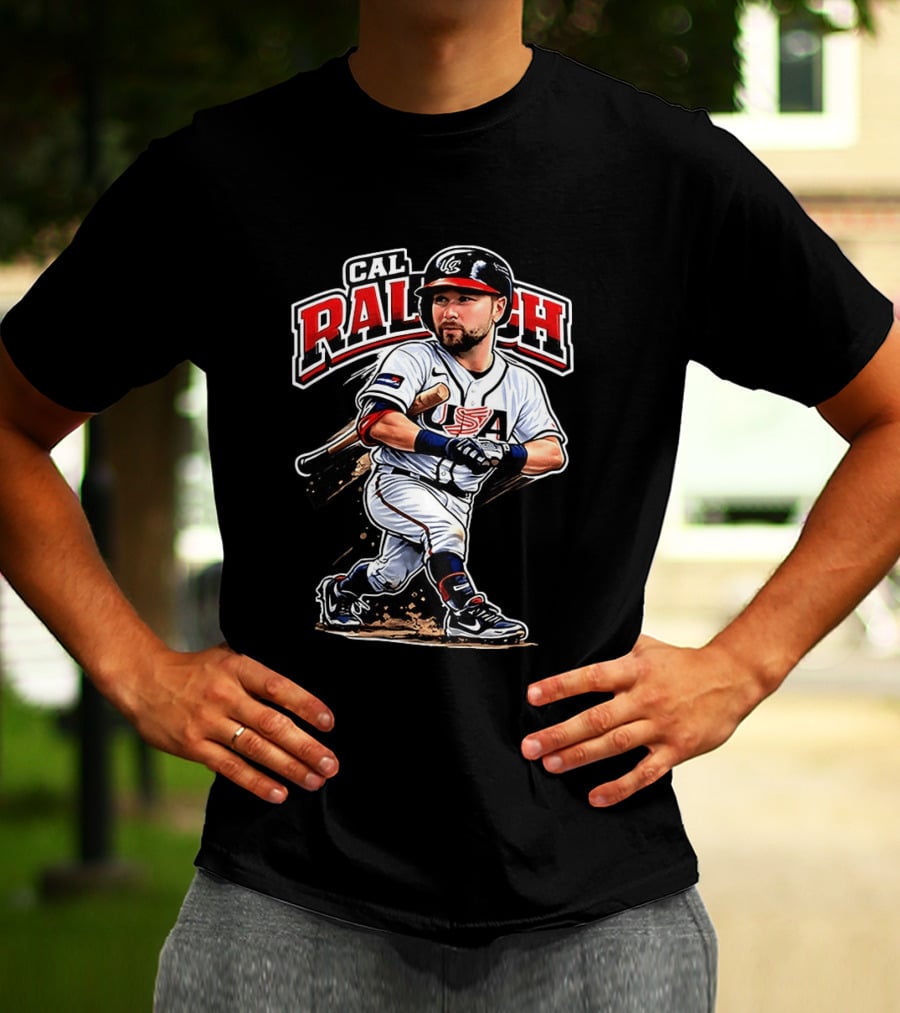 Cal Raleigh USA Baseball Classic Team Player Caricature T-Shirt
