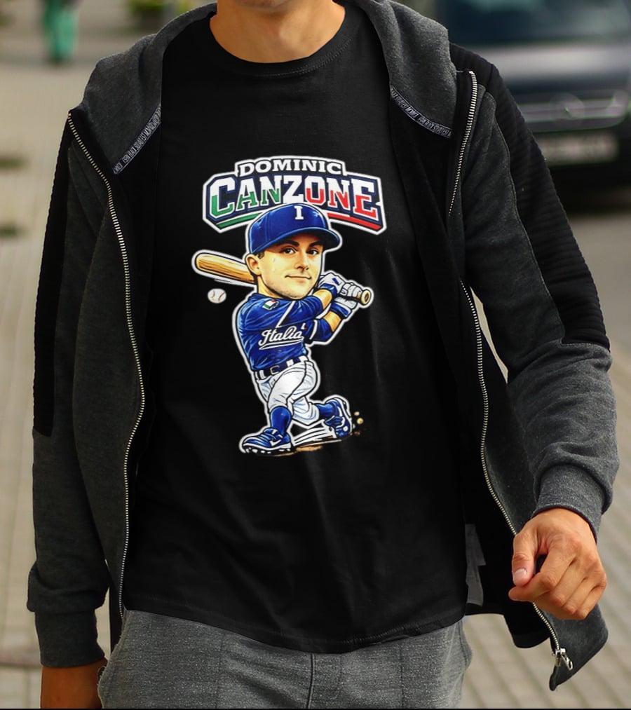 Italy Baseball Classic Dominic Canzone Italia Team Caricature T-Shirt