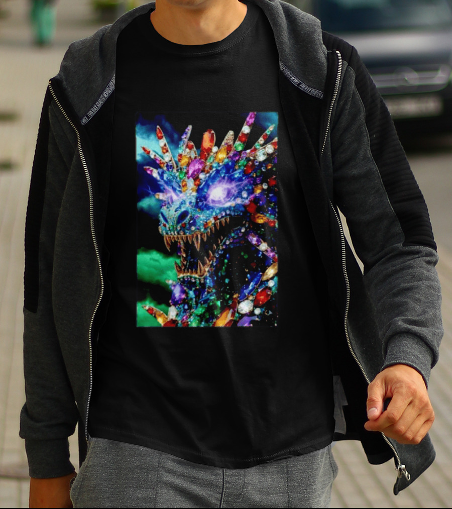 Dragon Crystal Psychedelic Gem Monster Multicolor Jewel Encrusted Creature T-Shirt