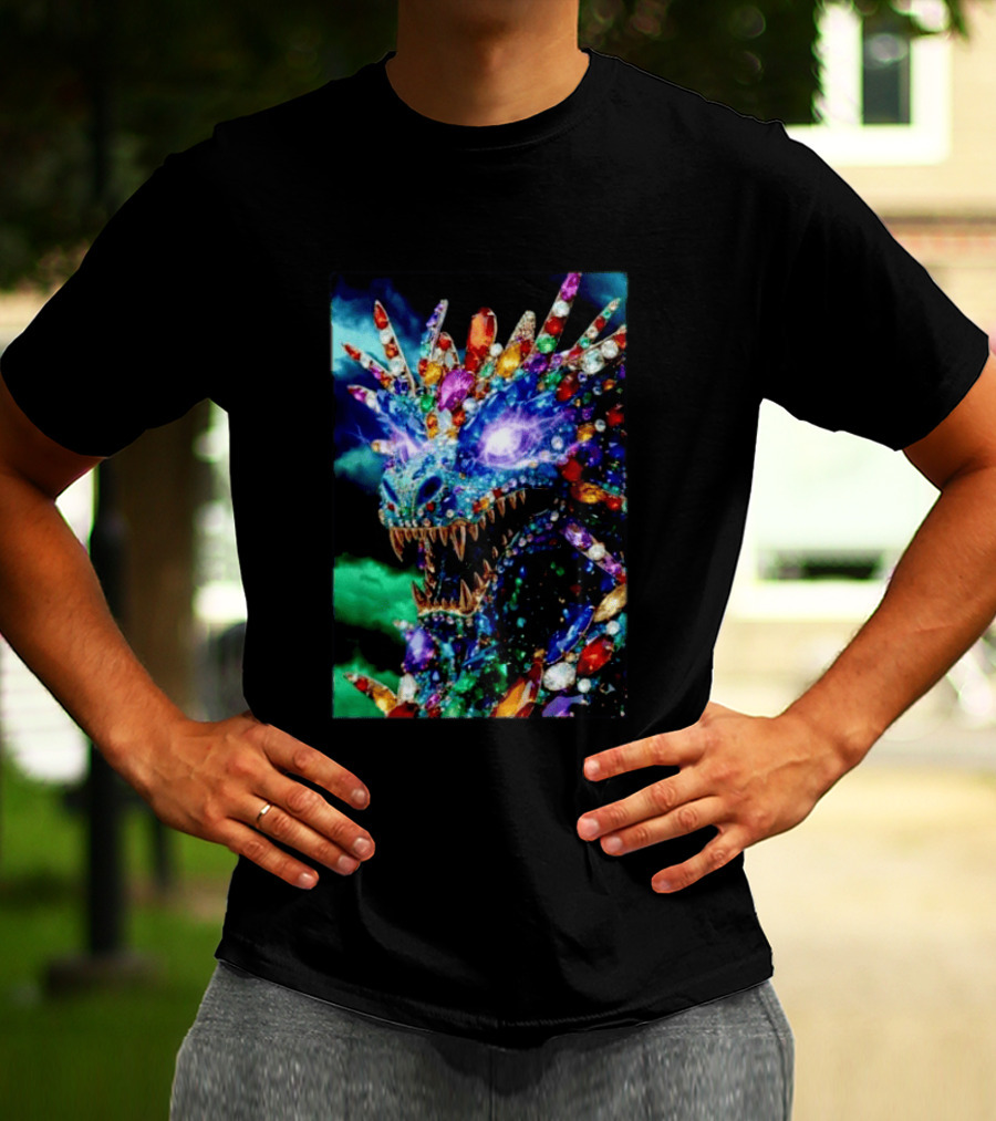 Dragon Crystal Psychedelic Gem Monster Multicolor Jewel Encrusted Creature T-Shirt