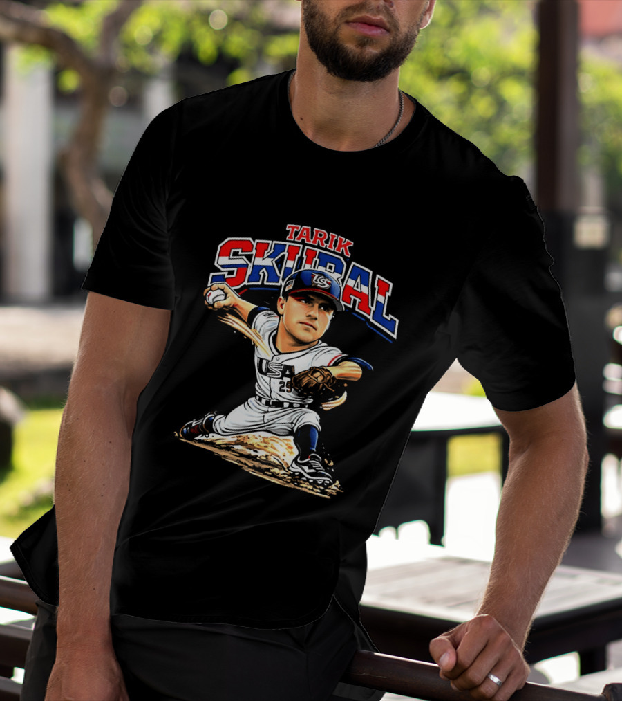 Tarik Skubal USA Baseball Classic Pitcher Caricature T-Shirt