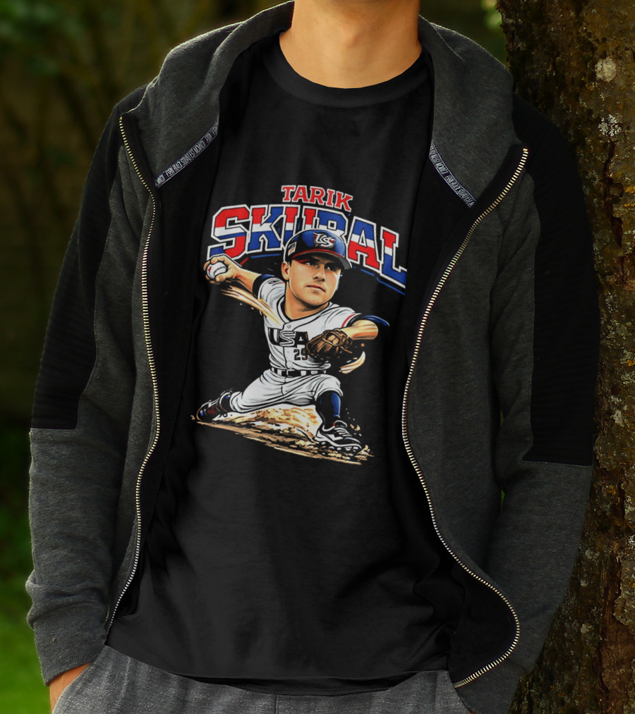 Tarik Skubal USA Baseball Classic Pitcher Caricature T-Shirt
