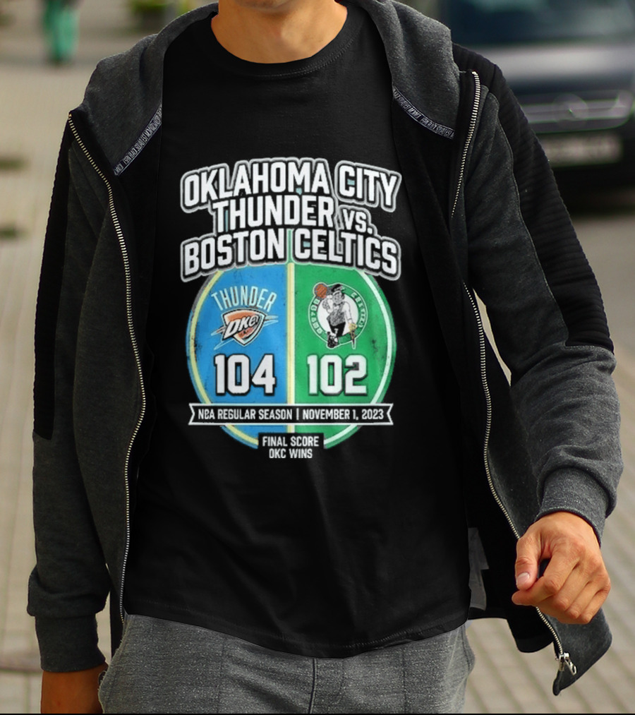 Oklahoma City Thunder Vs Boston Celtics NBA 104 102 October 2023 T-Shirt