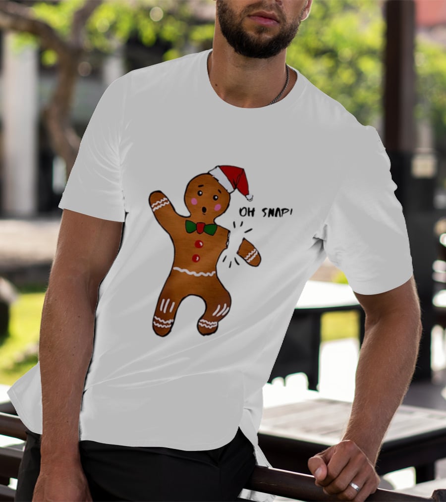 Gingerbread Man Oh Snap Broken Arm Christmas Humor T-Shirt