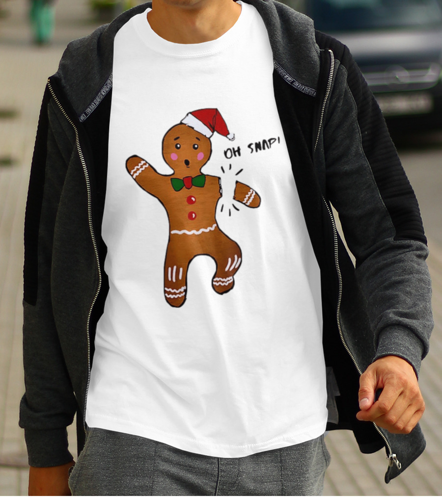 Gingerbread Man Oh Snap Broken Arm Christmas Humor T-Shirt