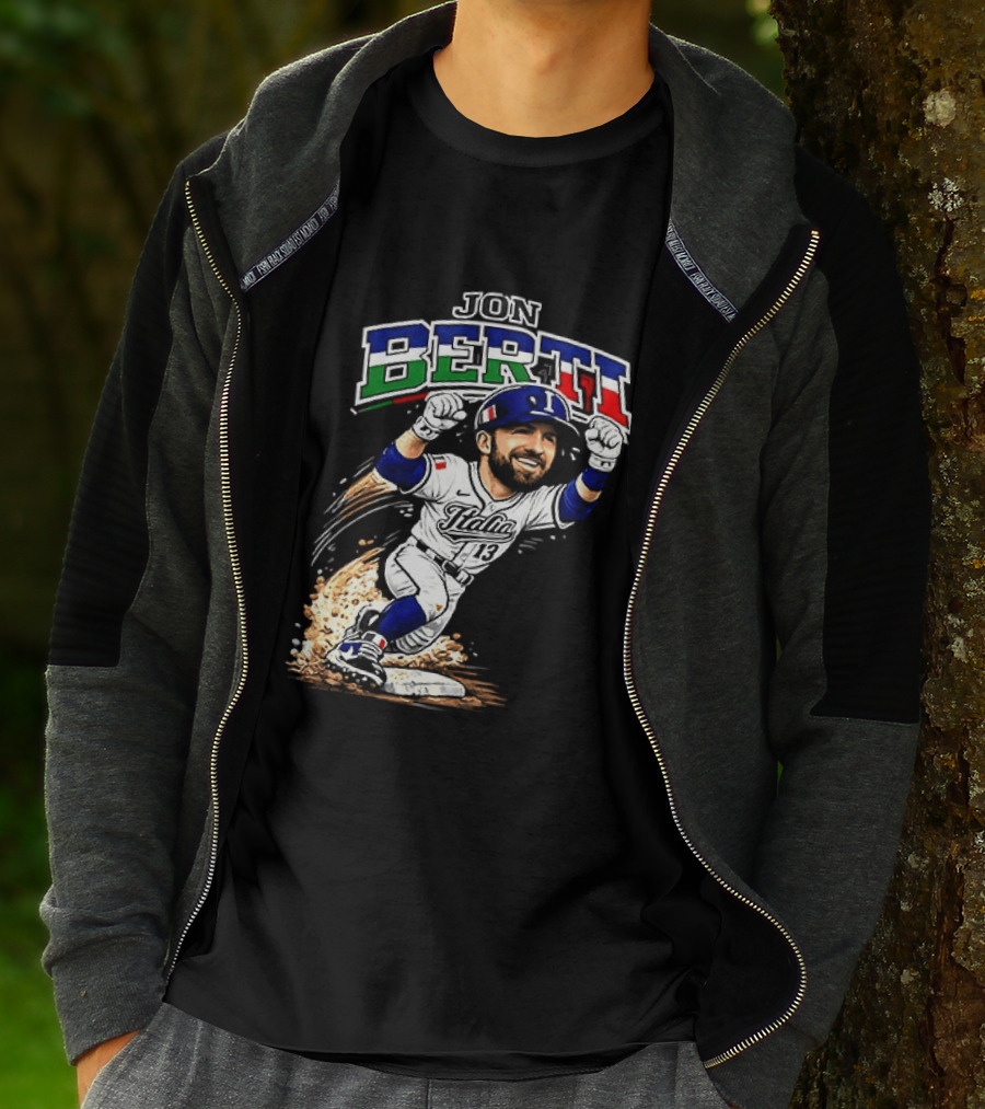 Jon Berti Italy Baseball Classic Caricature 13 T-Shirt