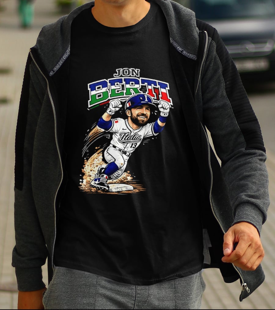Jon Berti Italy Baseball Classic Caricature 13 T-Shirt
