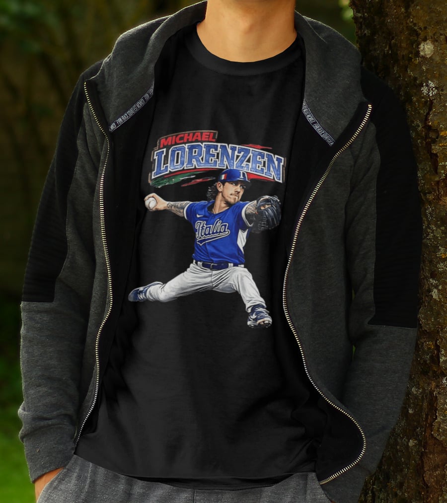 Michael Lorenzen Italy Baseball Classic Pitcher Caricature T-Shirt