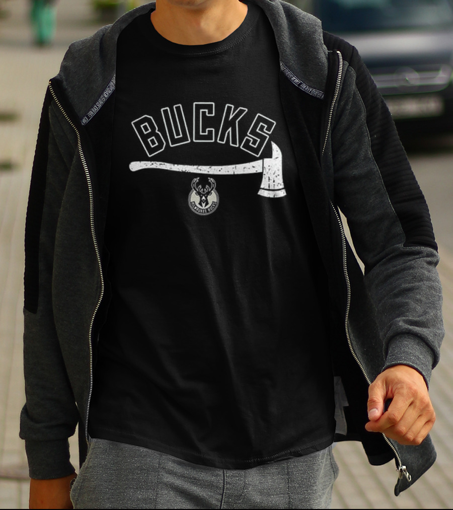 Bucks Firefighter Axe Milwaukee Team T-Shirt