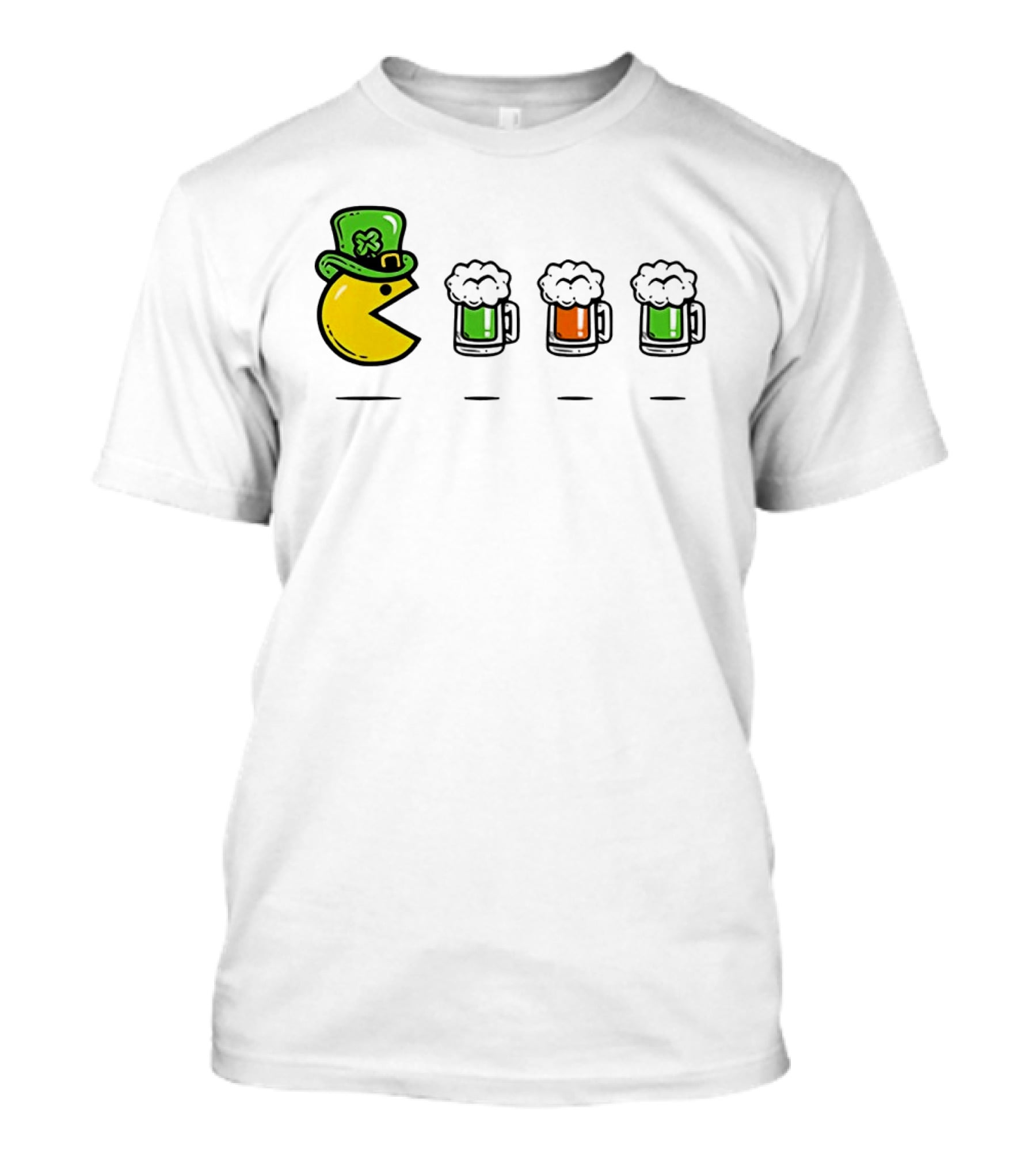 Pac Man St Patrick's Day Leprechaun Hat With Green Beer S T-Shirt