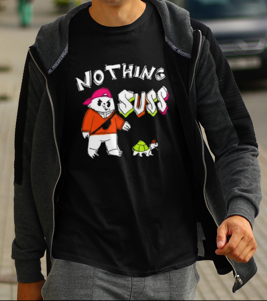 Nothing Suss Cat In Red With Turtle T-Shirt