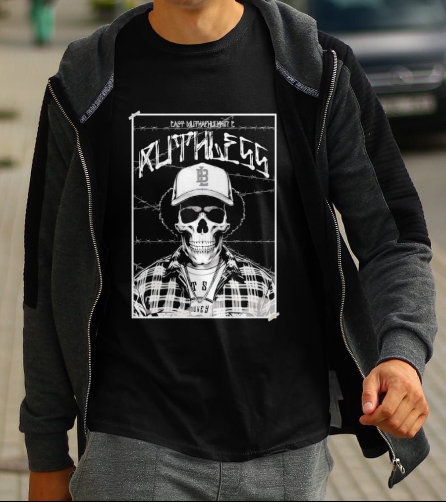 Eazy E Ruthless Skull In Cap And Barbed Wire T-Shirt