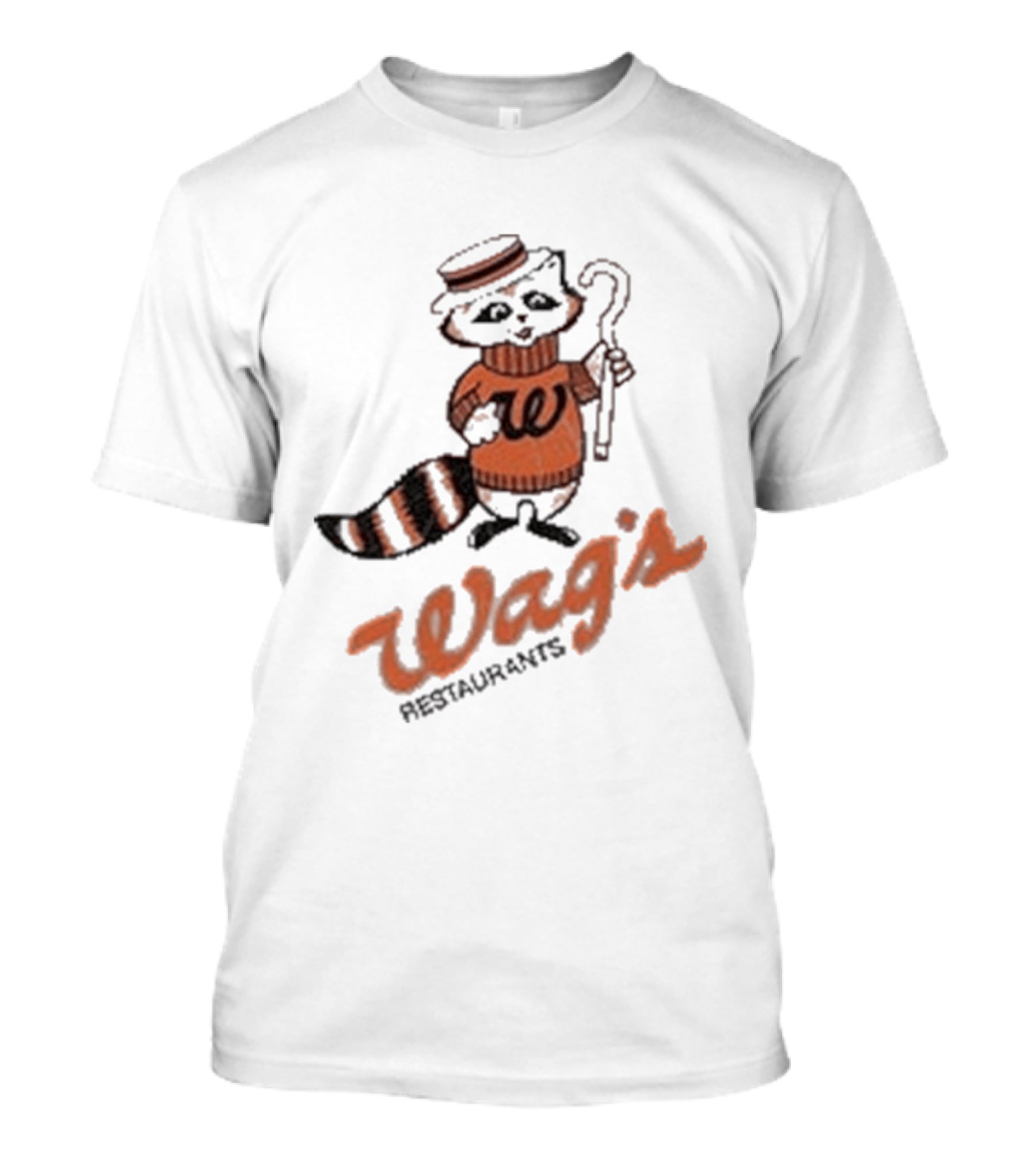 Wag's Restaurant Raccoon Character Sweater Cane T-Shirt
