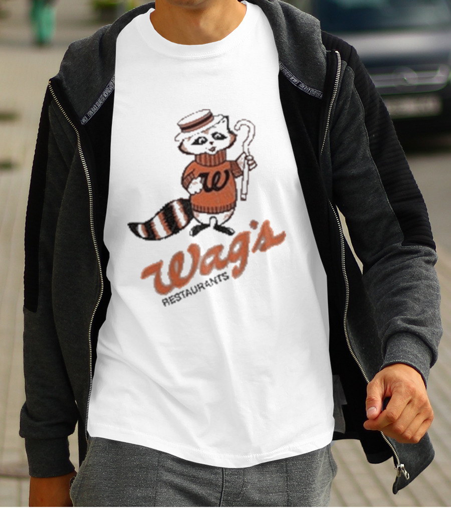 Wag's Restaurant Raccoon Character Sweater Cane T-Shirt