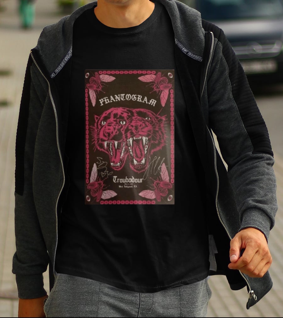 Phantogram Troubadour West Hollywood CA Signed Pink Panther Insects T-Shirt