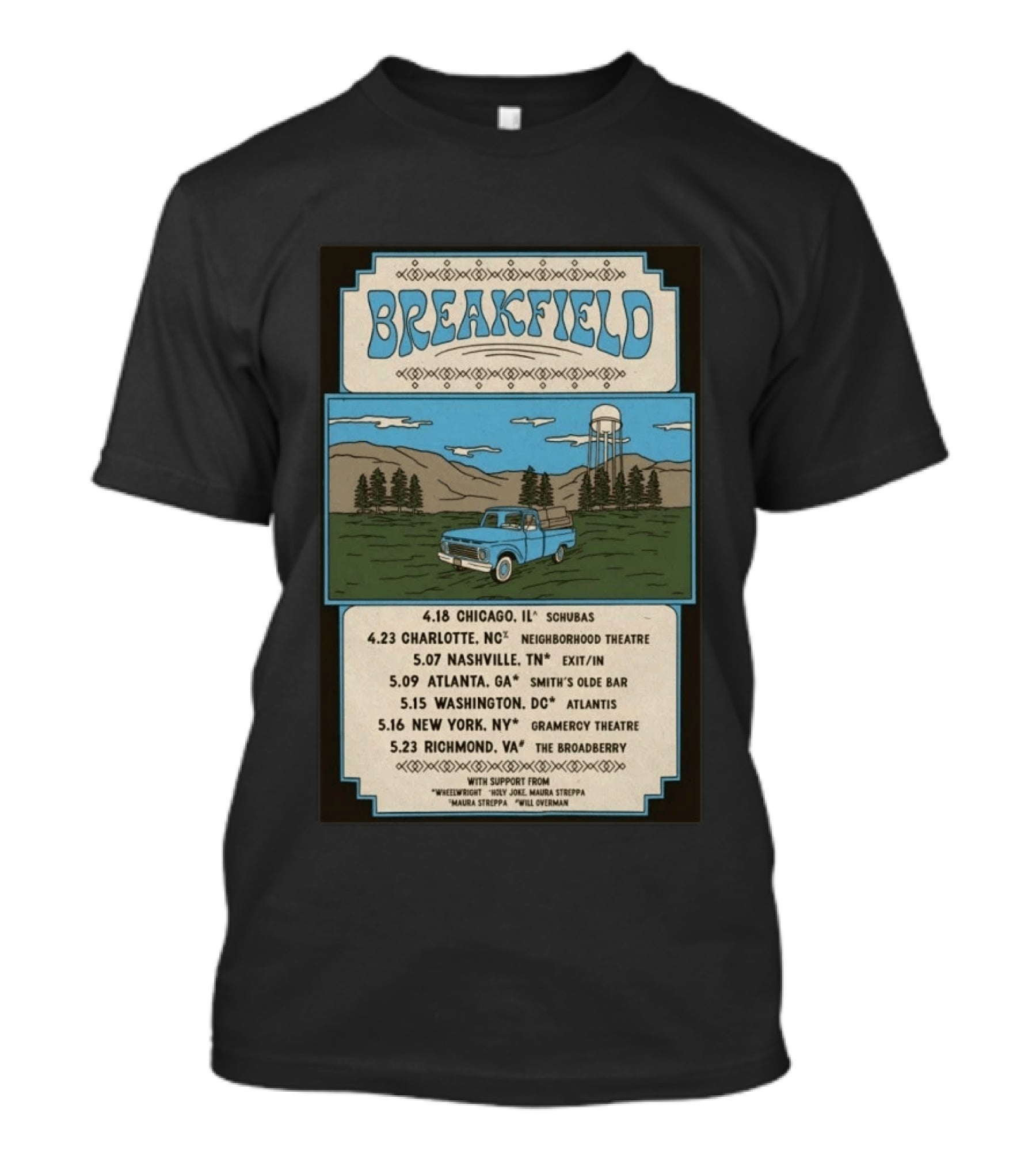 Breakfield 2026 Spring Tour Dates With Classic Truck And Scenic Landscape T-Shirt
