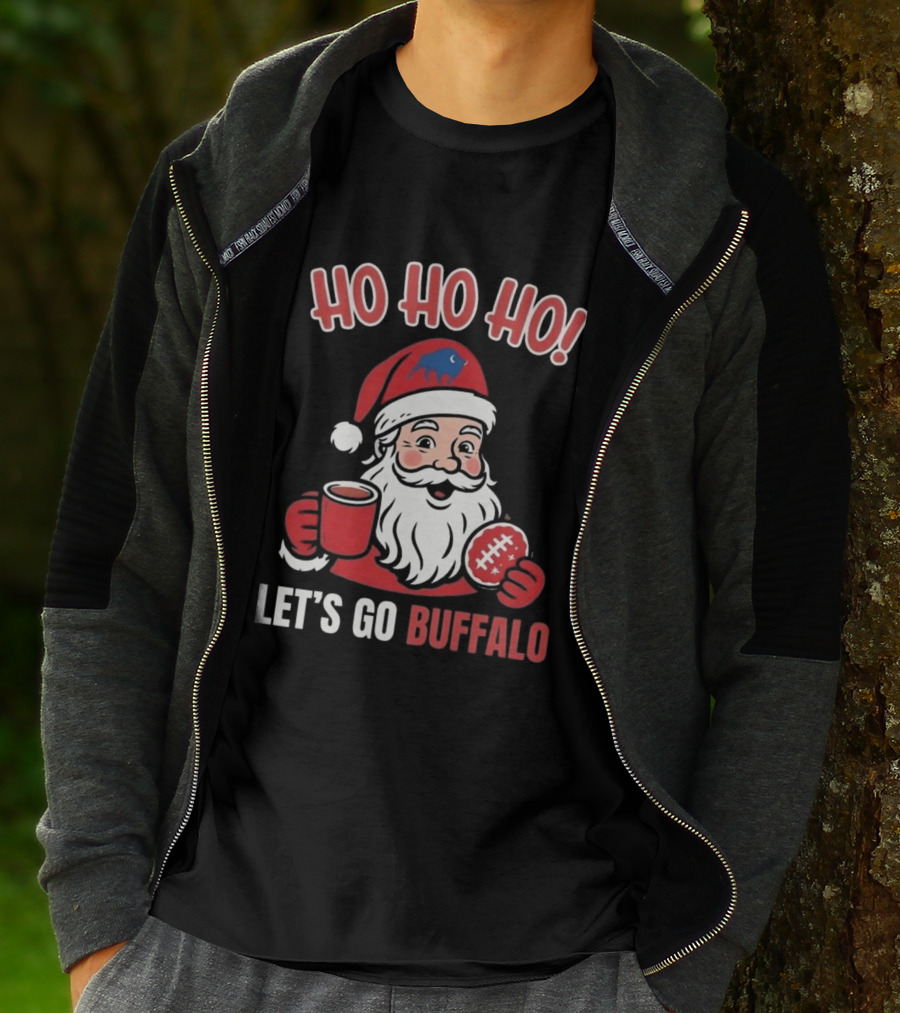 Ho Ho Ho Let's Go Buffalo Bills Santa Claus Merry Christmas T-Shirt