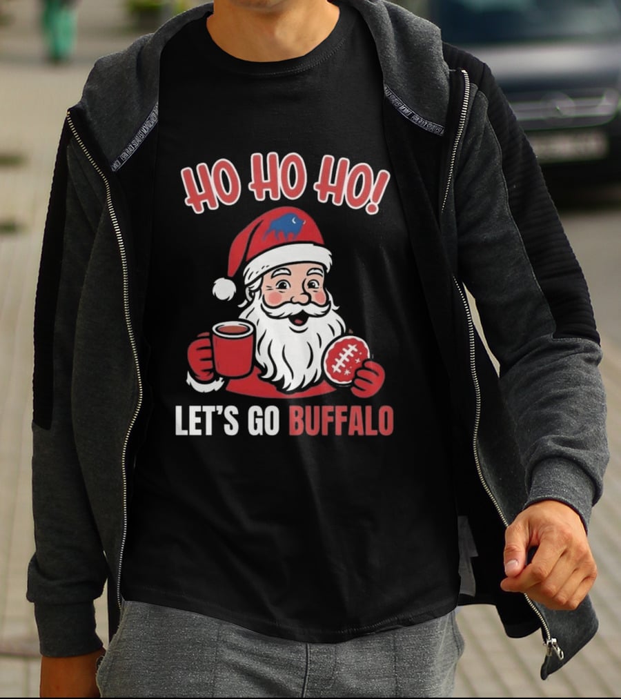 Ho Ho Ho Let's Go Buffalo Bills Santa Claus Merry Christmas T-Shirt