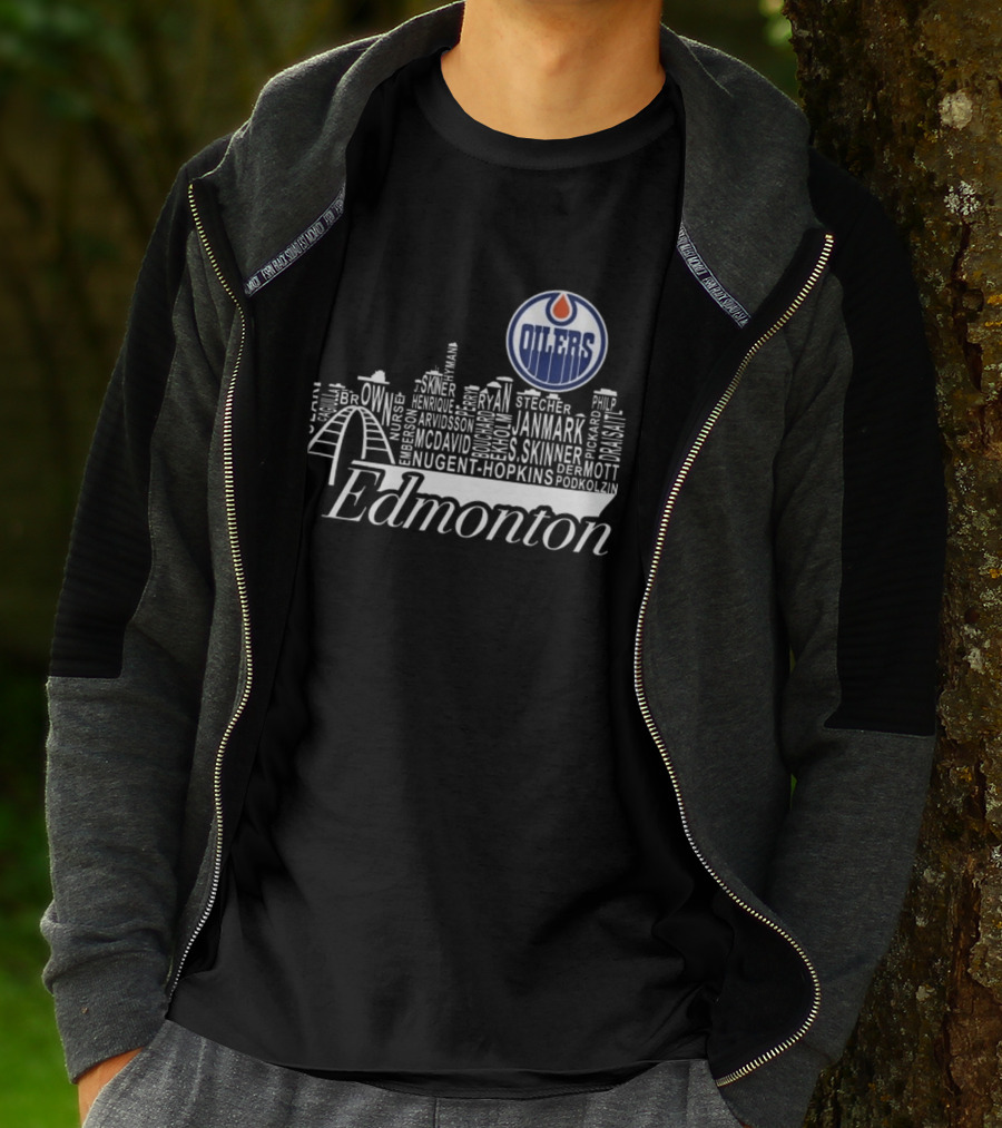 Edmonton Oilers Skyline Names 2025 McDavid Draisaitl Hyman Nugent Hopkins Smith T-Shirt