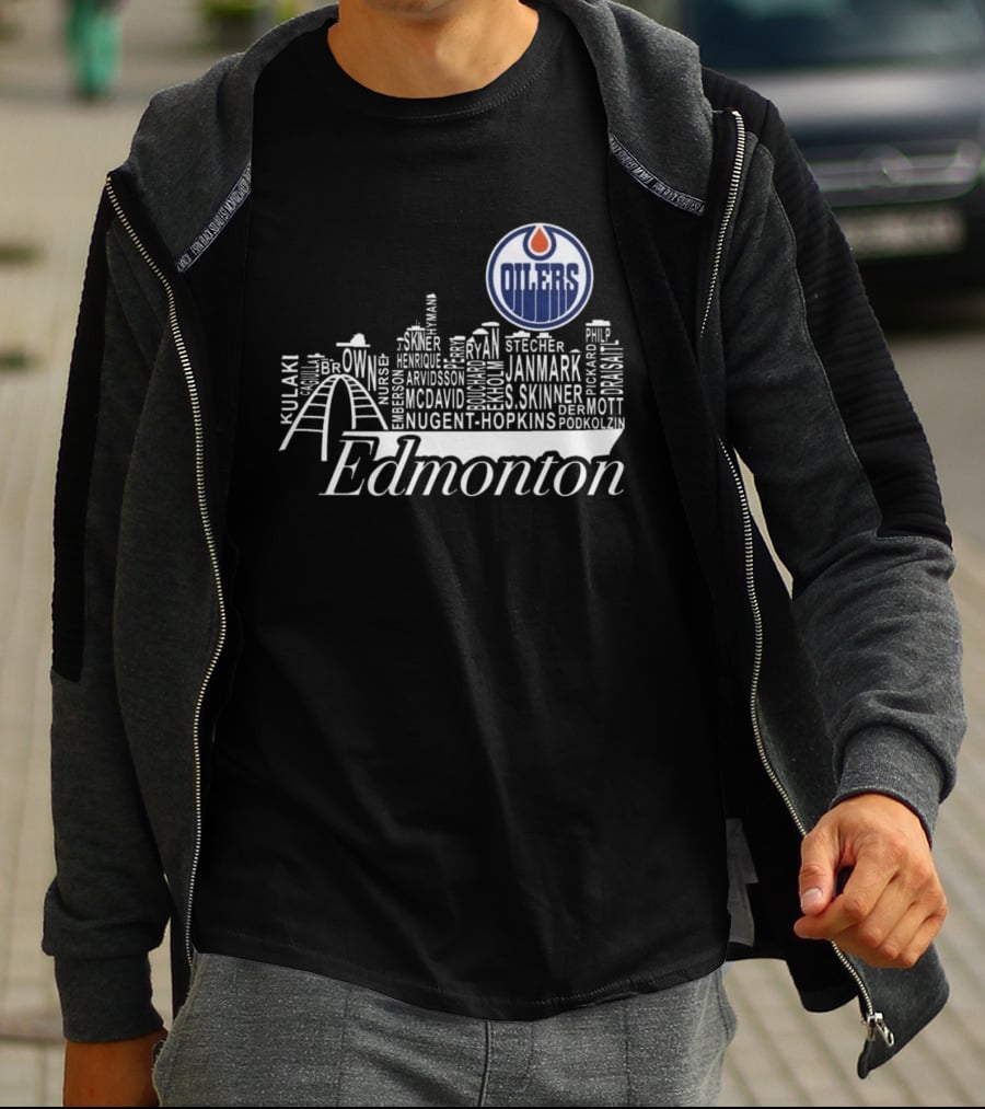 Edmonton Oilers Skyline Names 2025 McDavid Draisaitl Hyman Nugent Hopkins Smith T-Shirt
