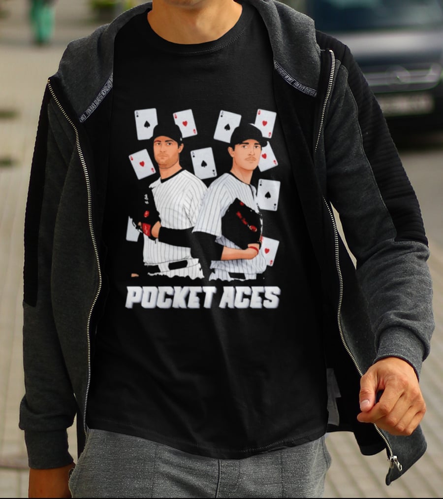 Max Fried Gerrit Cole New York Yankees MLB Pocket Aces Baseball Cards T-Shirt