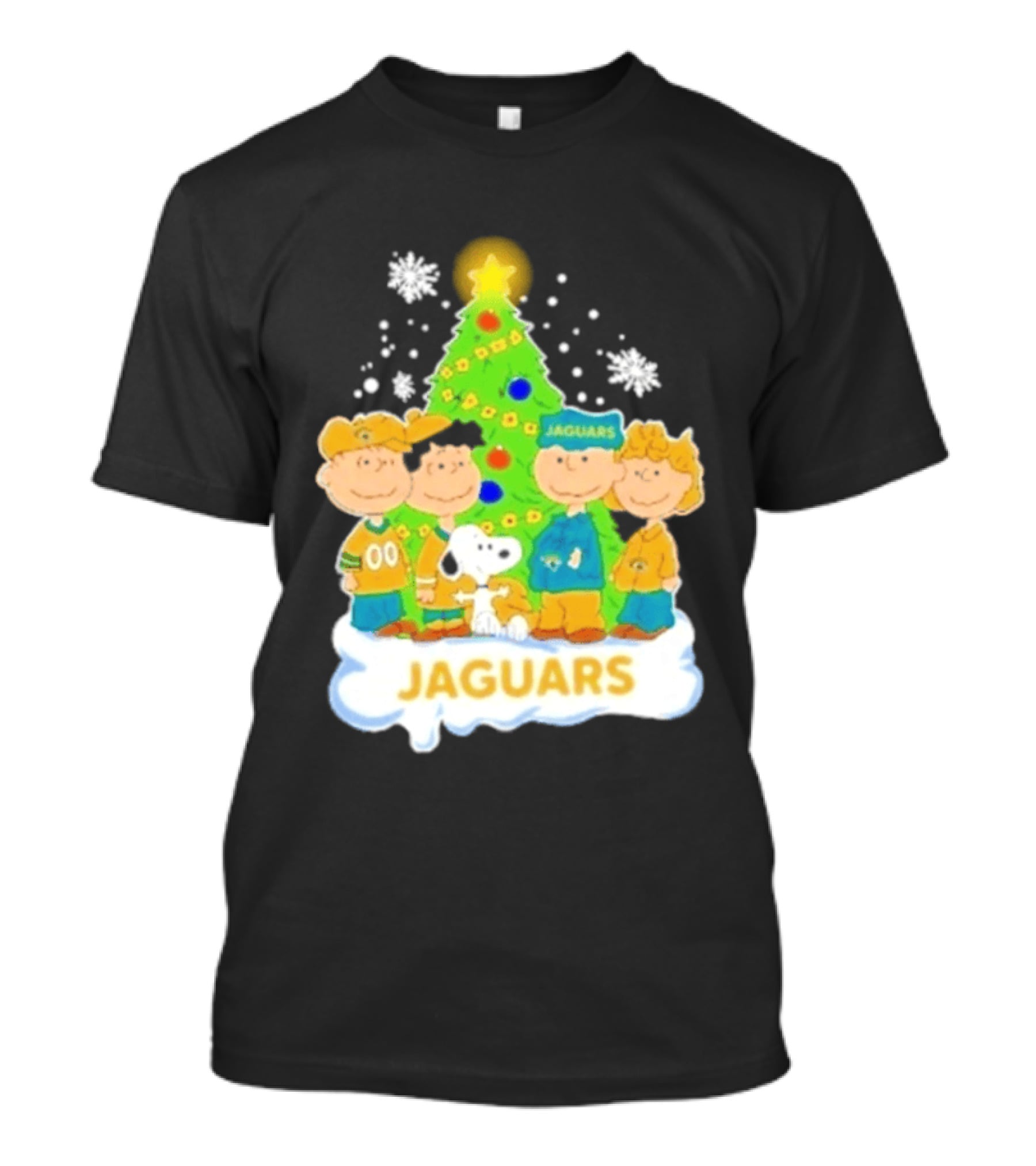 Jacksonville Jaguars Snoopy Peanuts Christmas Tree Celebration T-Shirt