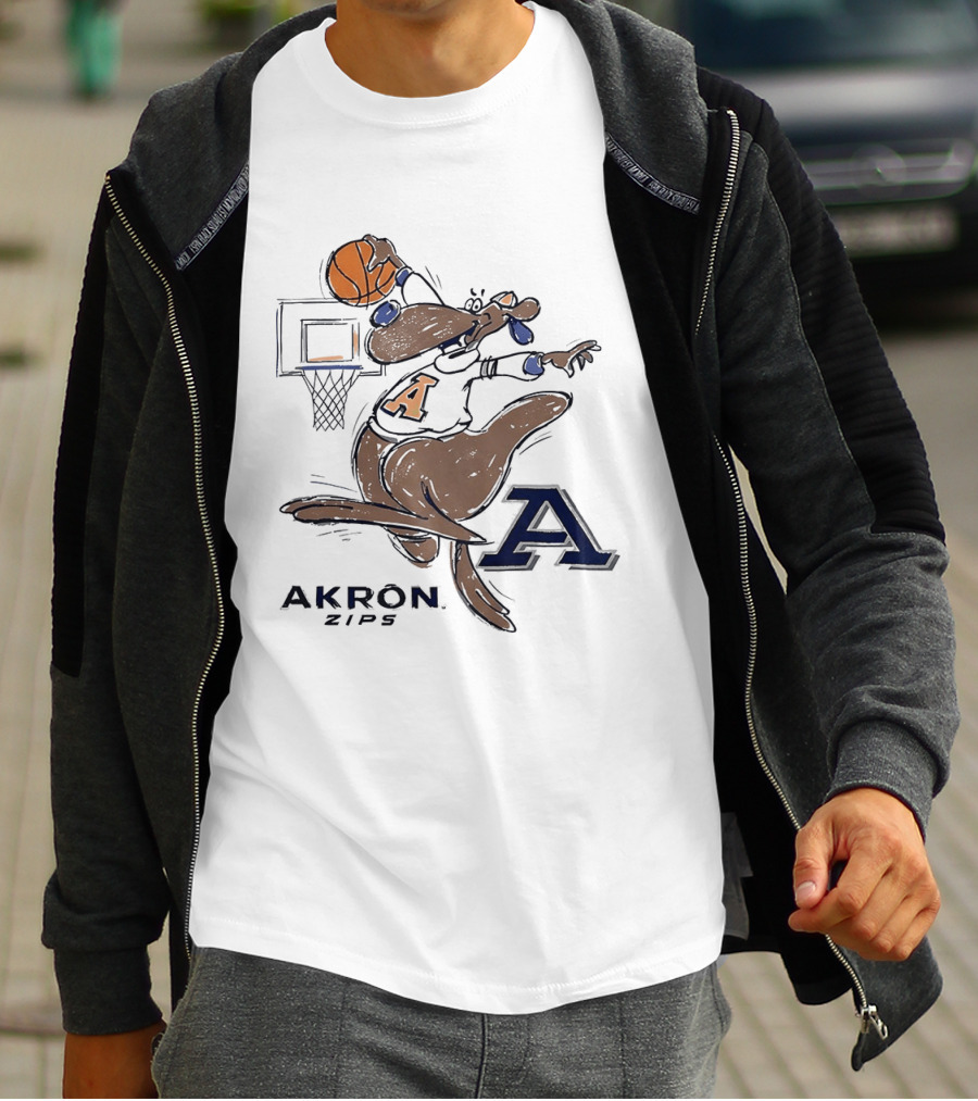 Akron Zips Zippy Basketball Dunking Action T-Shirt