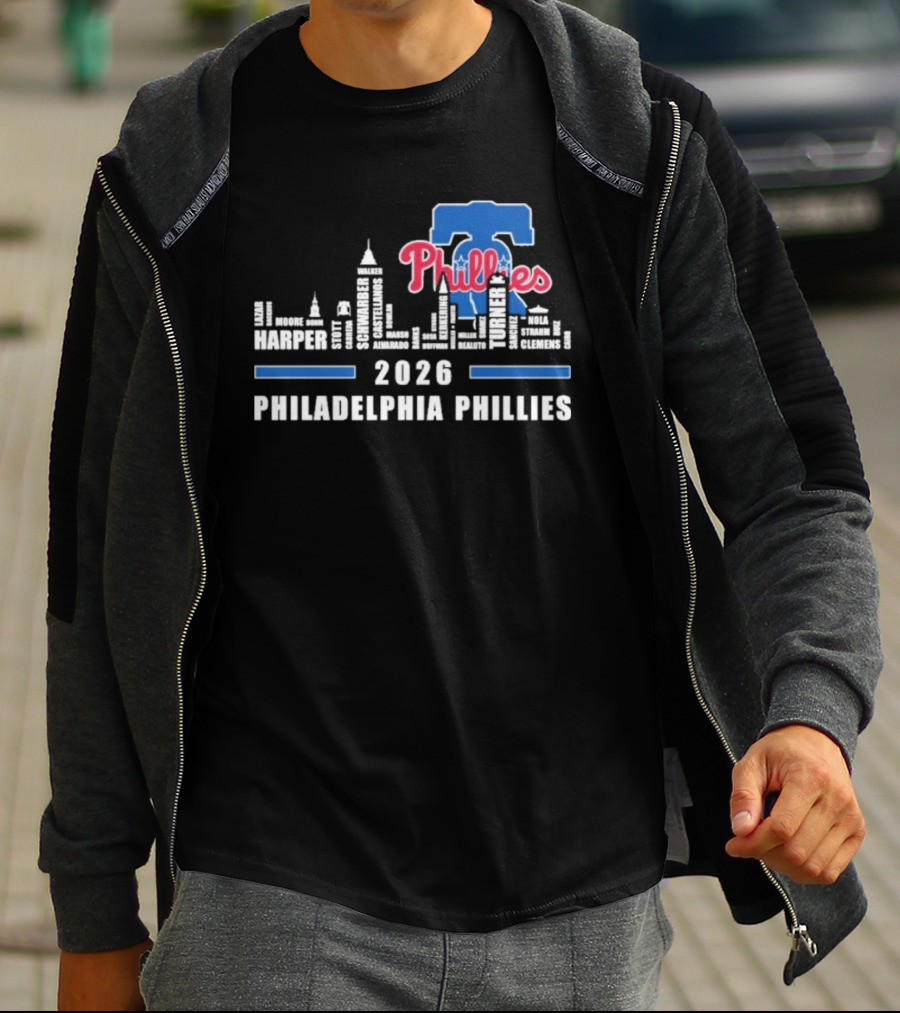 2026 Philadelphia Phillies Harper Philadelphia Skyline T-Shirt