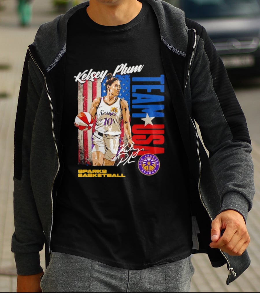 Kelsey Plum Team USA Los Angeles Sparks Basketball Spark T-Shirt