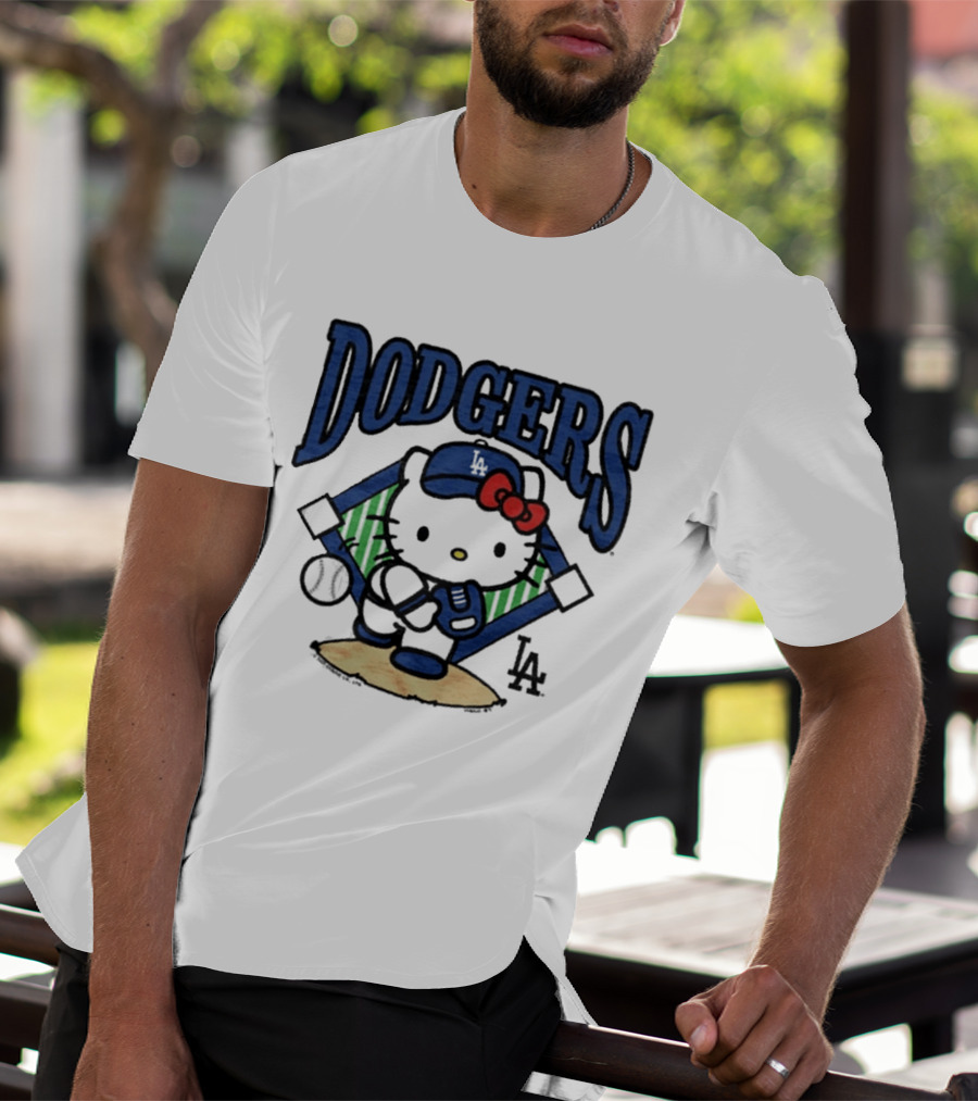 Hello Kitty Los Angeles Dodgers Baseball Crossover Fan Merchandise T-Shirt