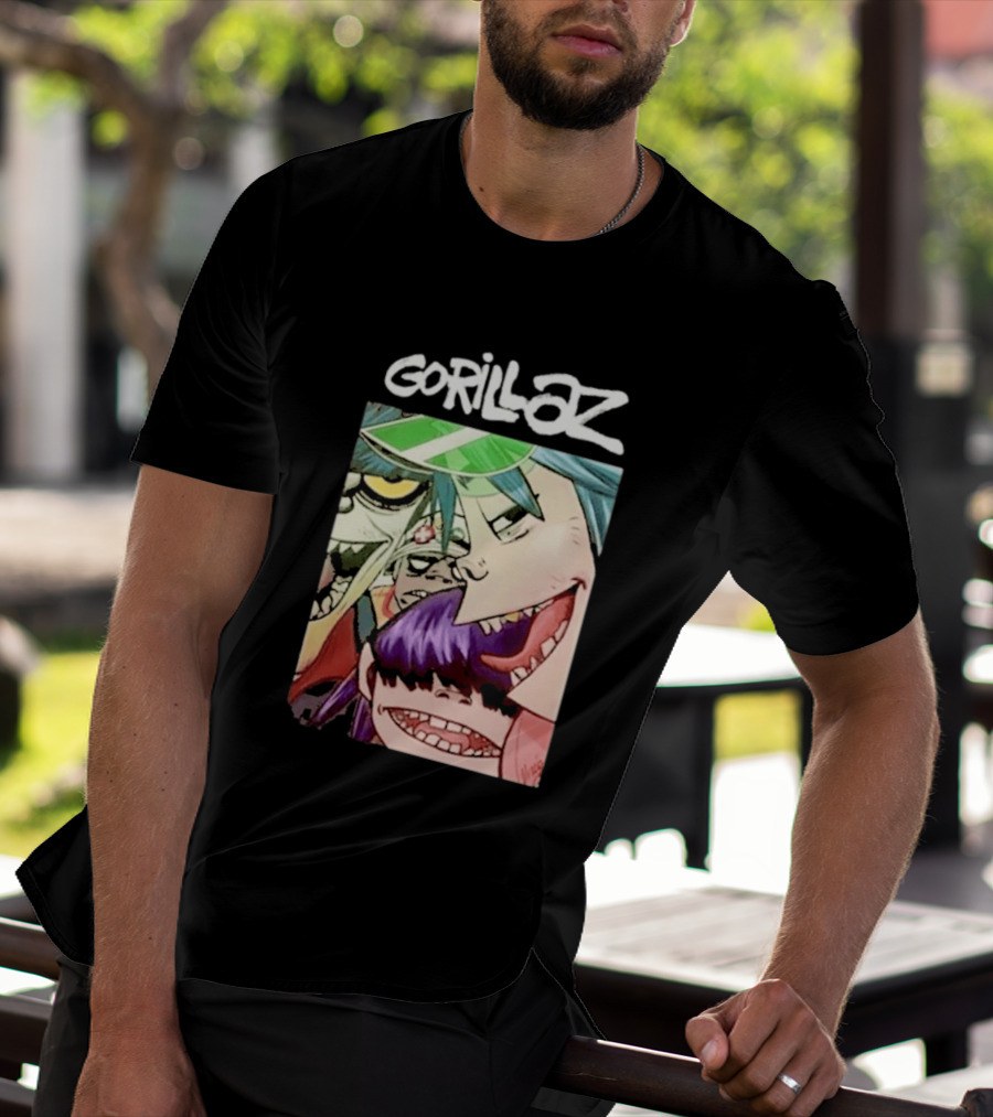 Gorillaz Cartoon Band Characters Art Comic T-Shirt