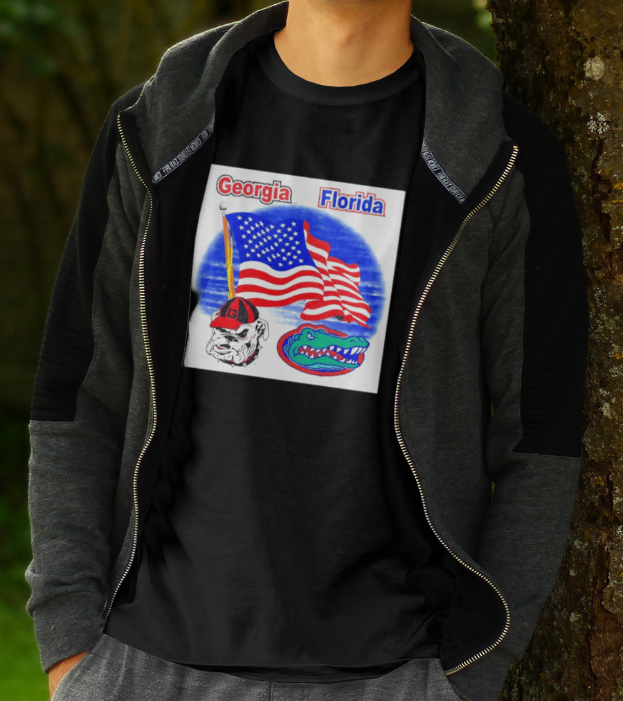 Georgia Vs Florida American Flag Bulldogs Gators Rivalry T-Shirt