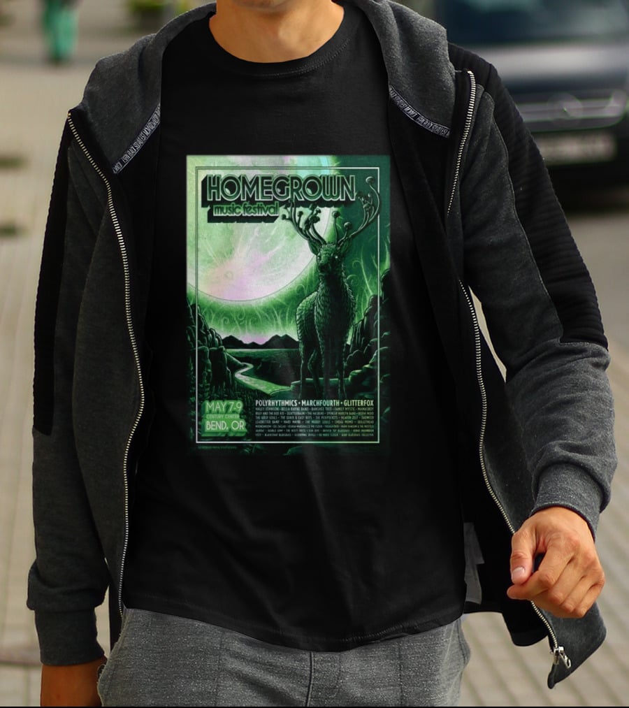 Homegrown Music Festival Bend OR May 7 9 2026 Century Center Polyrhythmics Marchfourth Glitterfox T-Shirt