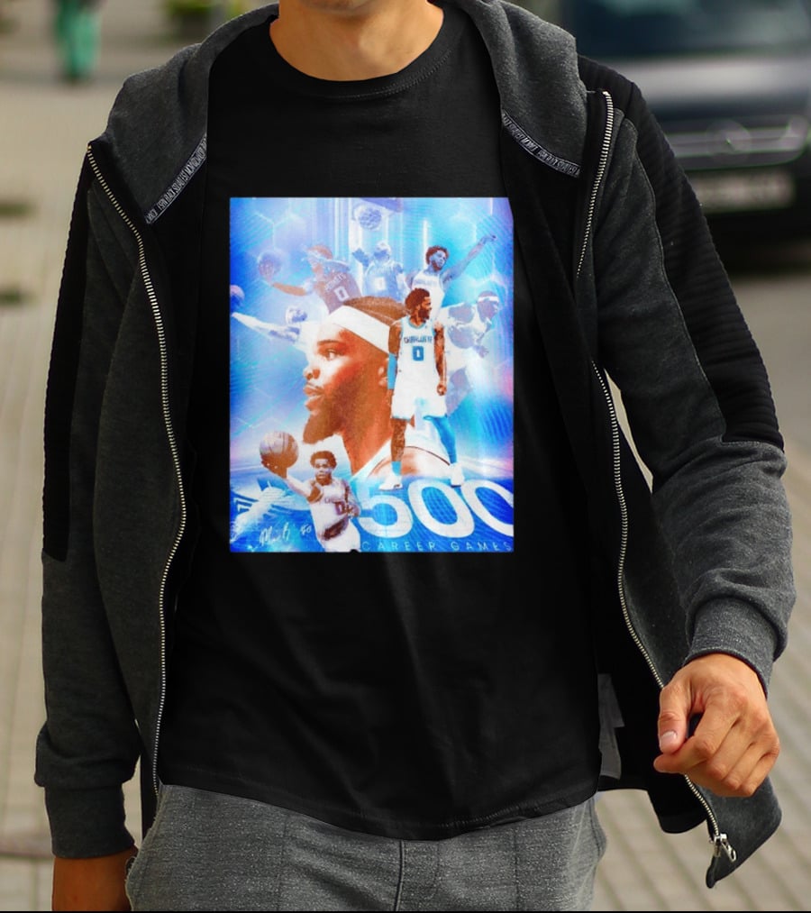 Miles Bridges 500 Career Games Collage Charlotte Hornets NBA Basketball T-Shirt