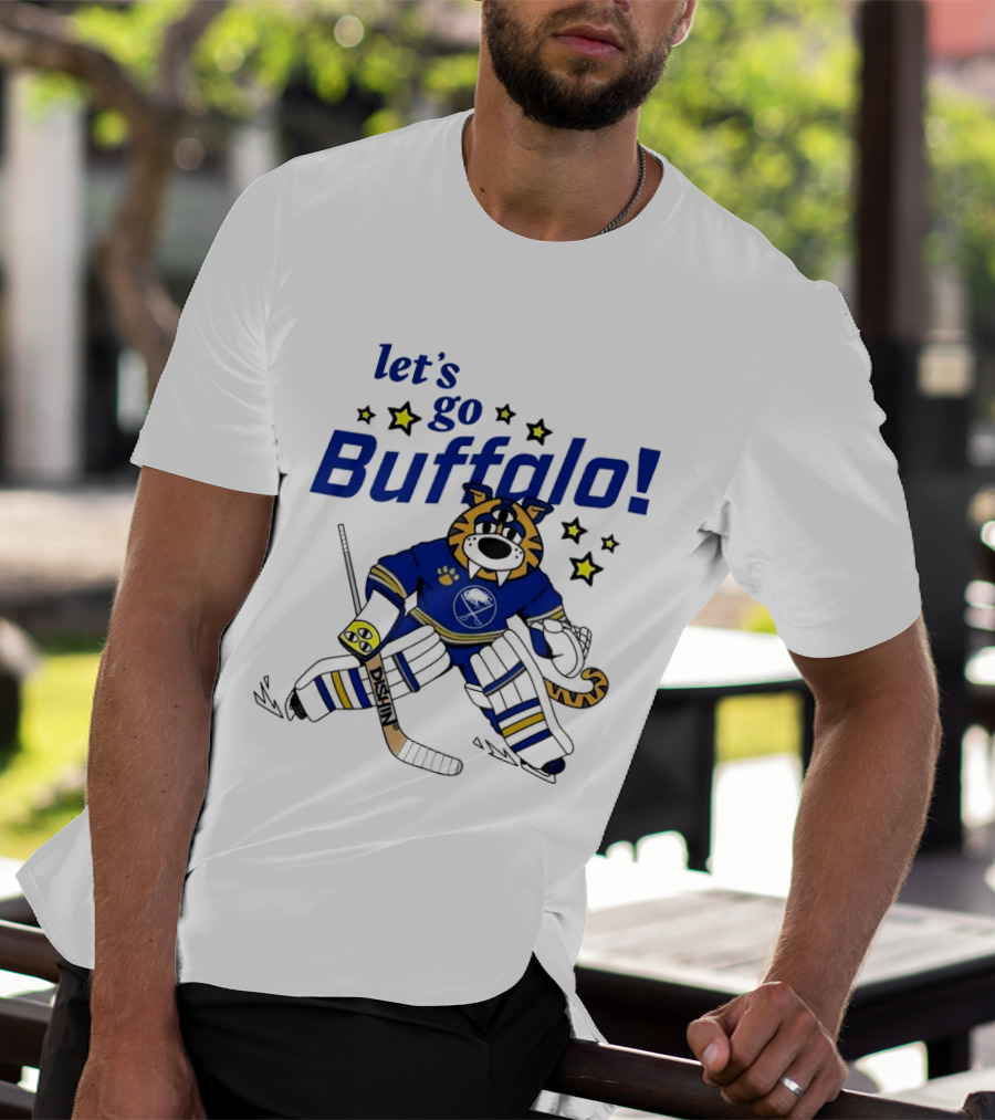 Let's Go Buffalo Sabres Just Dishin' Sabretooth Goalie T-Shirt