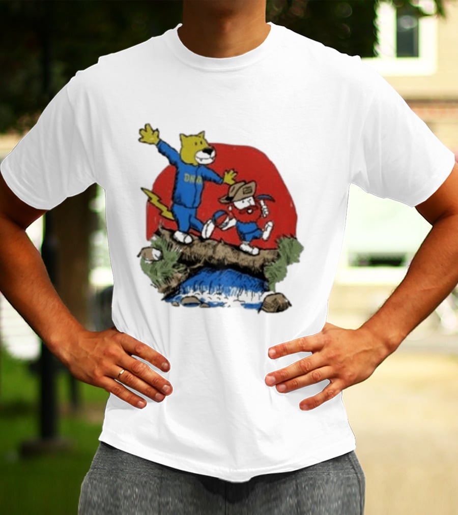 Dnvr Cartoon Friends Bear And Miner Crossing A Bridge T-Shirt