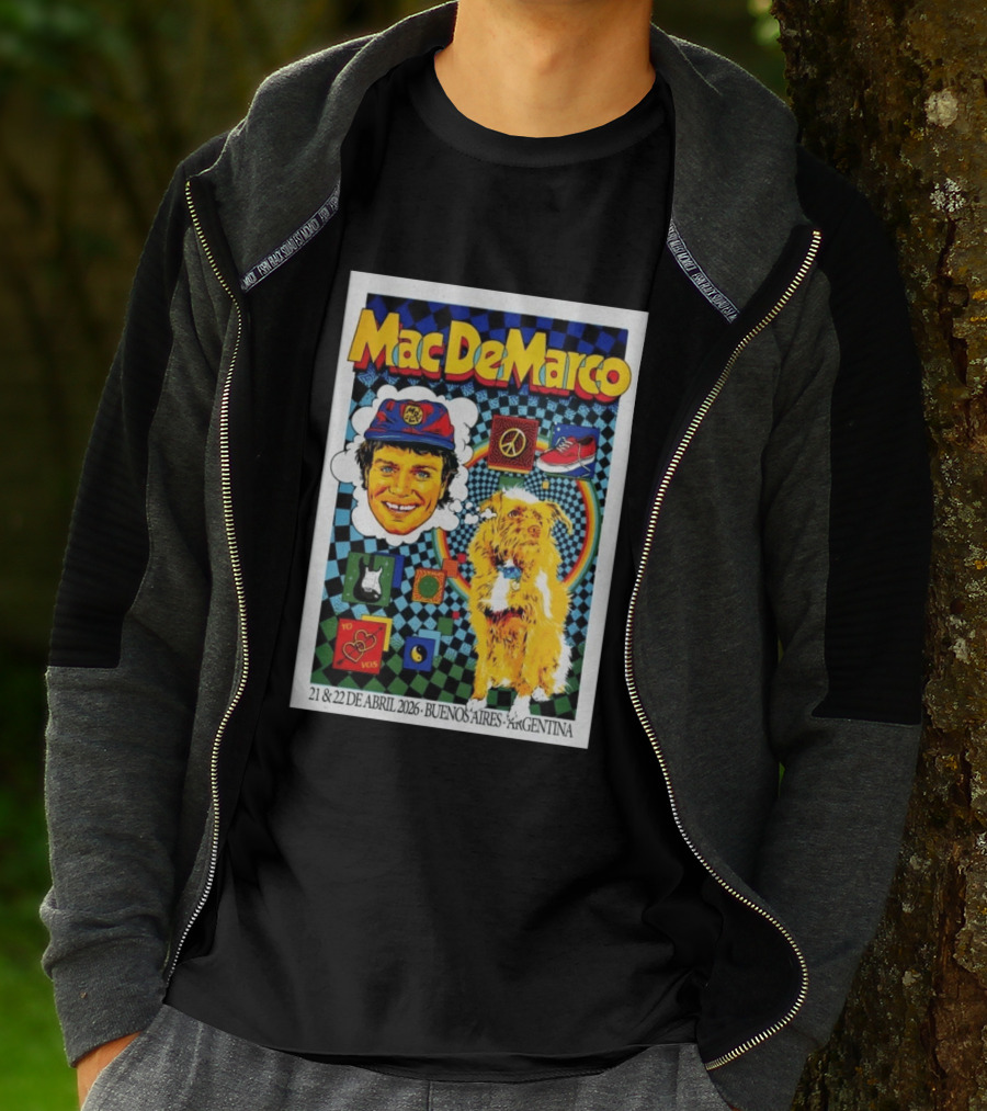 Mac DeMarco 21 22 De Abril 2026 Buenos Aires Argentina Checkerboard Dogg T-Shirt