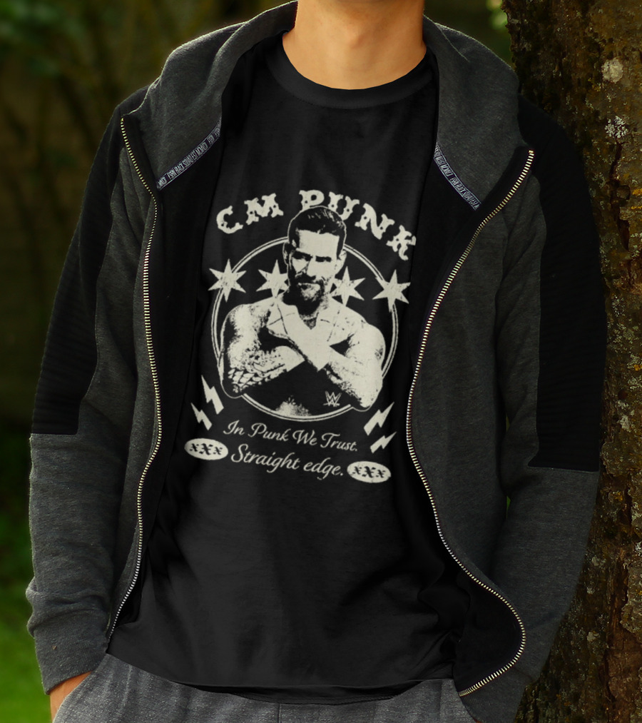 CM Punk In Punk We Trust Straight Edge Stars Lightning Wrestling T-Shirt